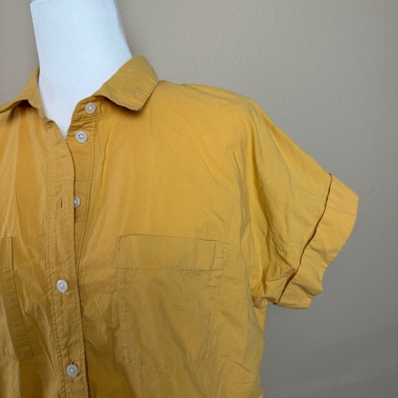 Madewell Drawstring Poplin Yellow Button-Up Shirt Medium - Picture 5 of 8